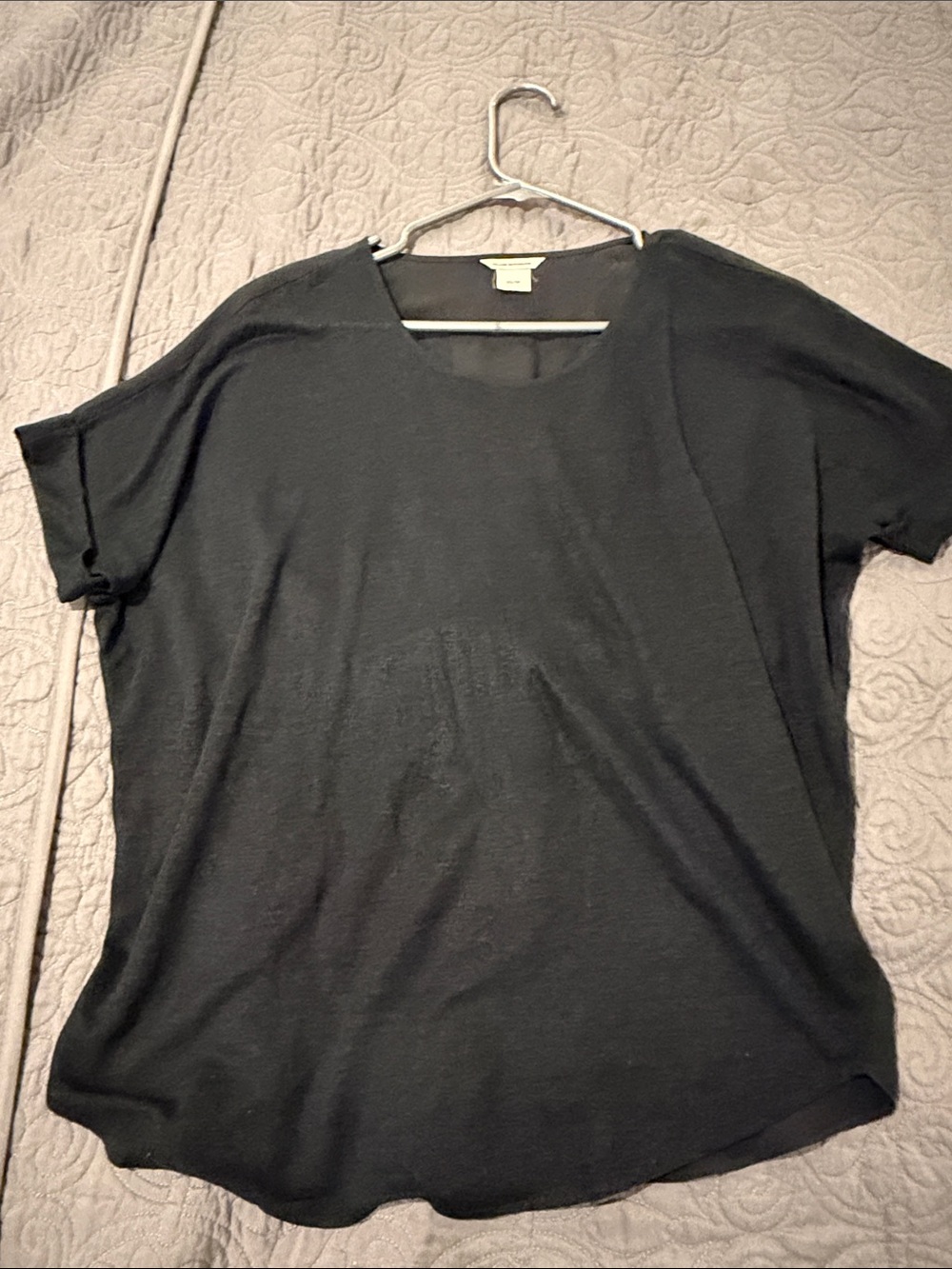Club Monaco Black Short-Sleeve Scoop Neck Top